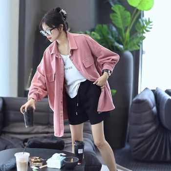 Риза (свободен силует; дълги ръкави; поло яка; средна дължина; полиестер)