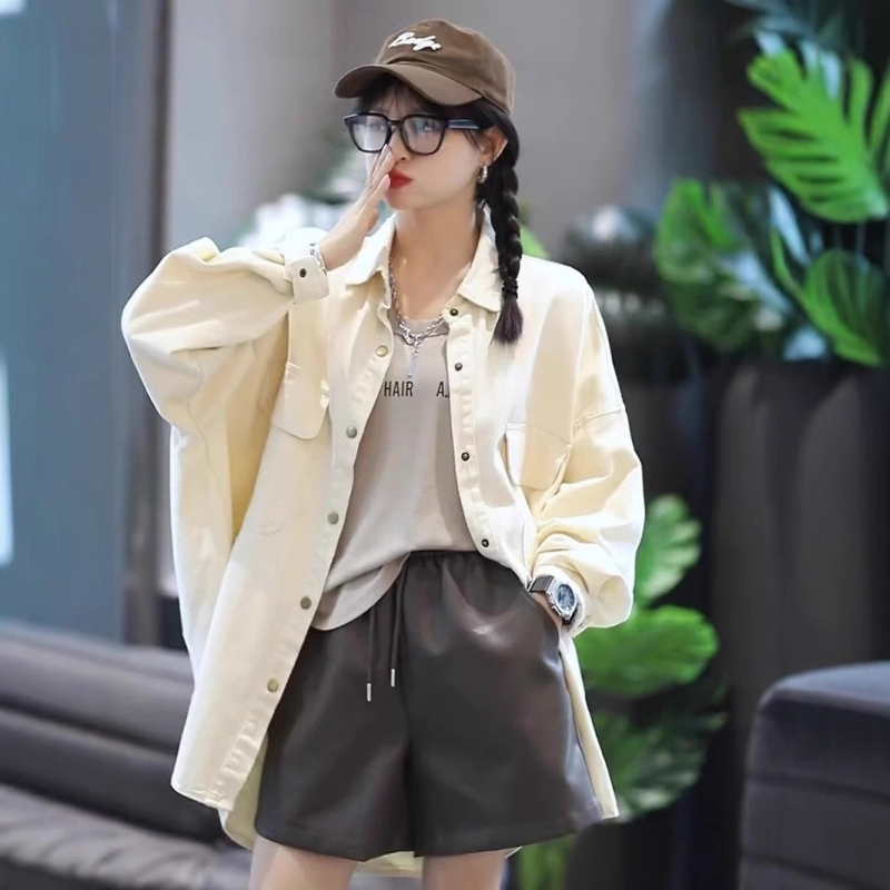 Риза (свободен силует; дълги ръкави; поло яка; средна дължина; полиестер)