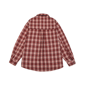 Плюс размер риза с каре, свободен силует, дълъг ръкав, полиестер, есен 2025