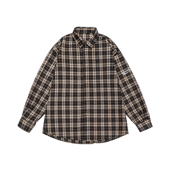 Плюс размер риза с каре, свободен силует, дълъг ръкав, полиестер, есен 2025