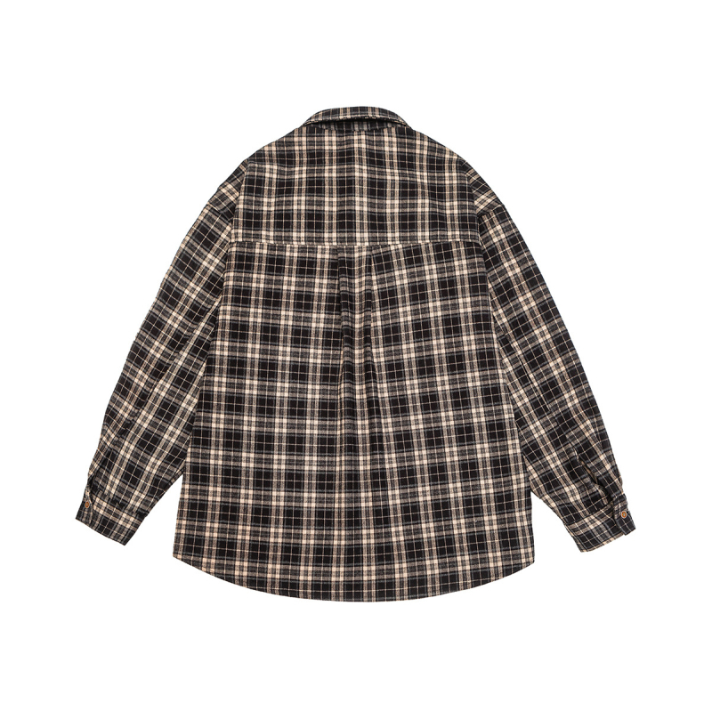 Плюс размер риза с каре, свободен силует, дълъг ръкав, полиестер, есен 2025