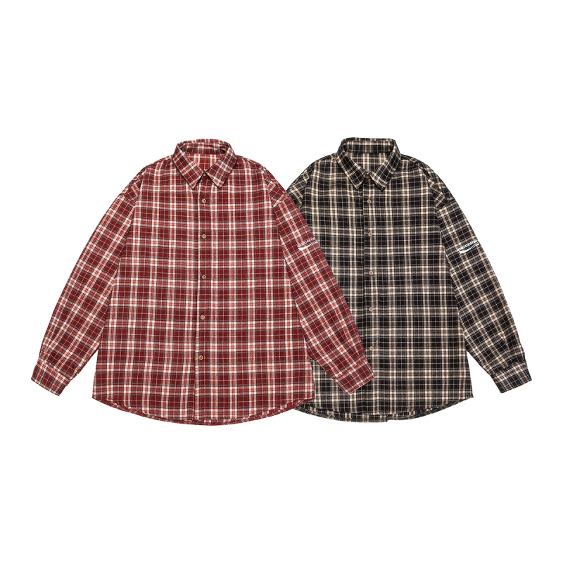 Плюс размер риза с каре, свободен силует, дълъг ръкав, полиестер, есен 2025