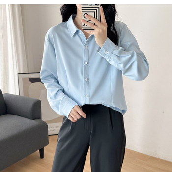 Ženska polo majica s dugim rukavima, 95% poliester, Temperament Commuter stil, polo ovratnik
