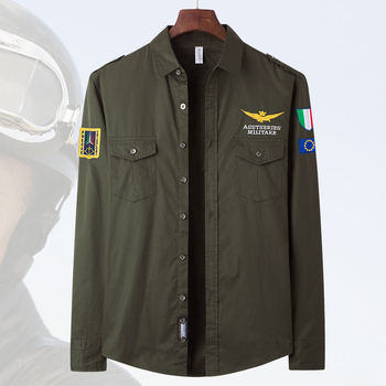 Cămașă casual din bumbac 100%, croială Slim, guler dublu, broderie