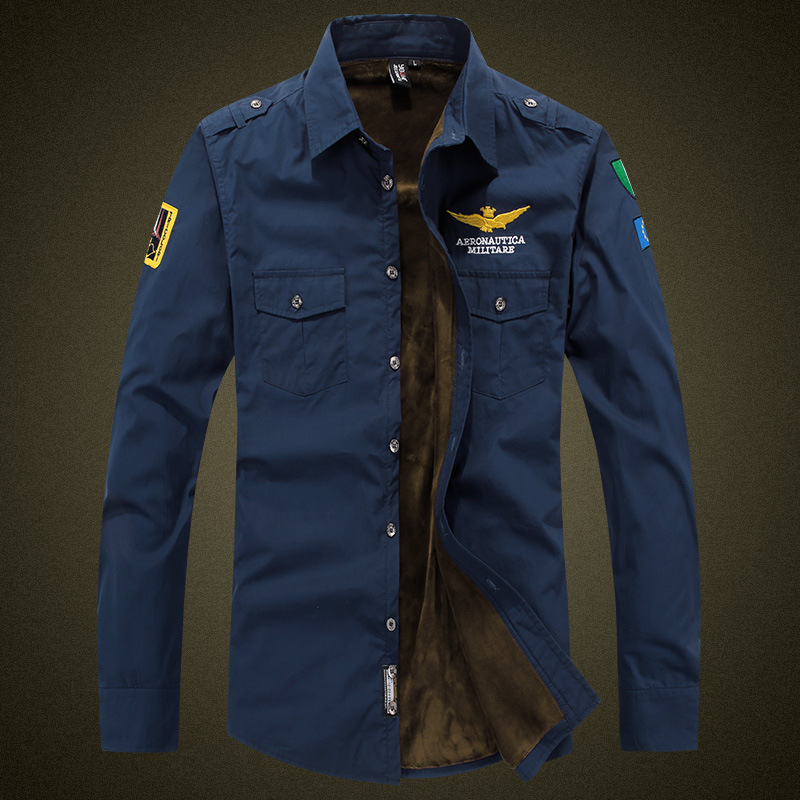 Cămașă casual din bumbac 100%, croială Slim, guler dublu, broderie