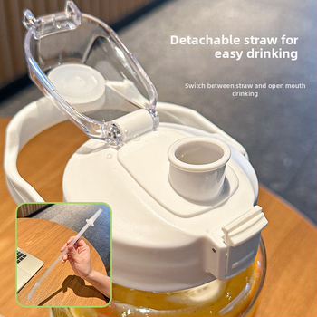 Unique koreai stílusú polikarbonát pohár szívószállal, nagy kapacitású, hordozható, ütésálló és hőálló