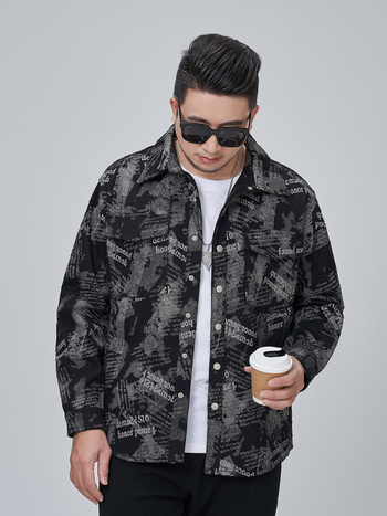 Fleece-betétes és vastag anyagú farmerdzseki ing gallérral, patch zsebekkel, 65% pamut / 35% poliészter, fiatalokat célzó utcai stílus, téli viselet