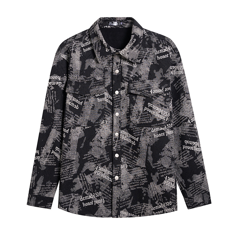 Fleece-betétes és vastag anyagú farmerdzseki ing gallérral, patch zsebekkel, 65% pamut / 35% poliészter, fiatalokat célzó utcai stílus, téli viselet