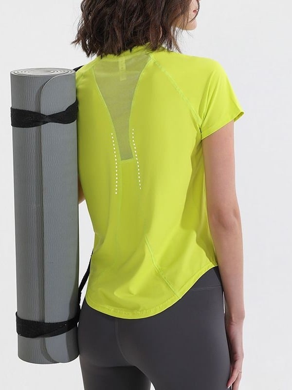 Tricou fitness cu plasă respirabilă, croială Slim, Nylon, mâneci scurte, cusături reflectorizante (Compoziție materială: 80%)