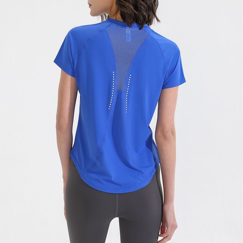 Tricou fitness cu plasă respirabilă, croială Slim, Nylon, mâneci scurte, cusături reflectorizante (Compoziție materială: 80%)