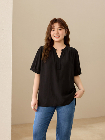 Cămașă Lyocell 95%+, decolteu în V, mâneci scurte, croială Slim