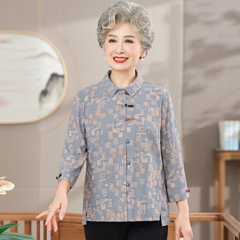 Bluza din chiffon cu mâneci lungi, stil bunică, inspirație chineză, poliester 90–95%, imprimare/vopsire, primăvara 2025