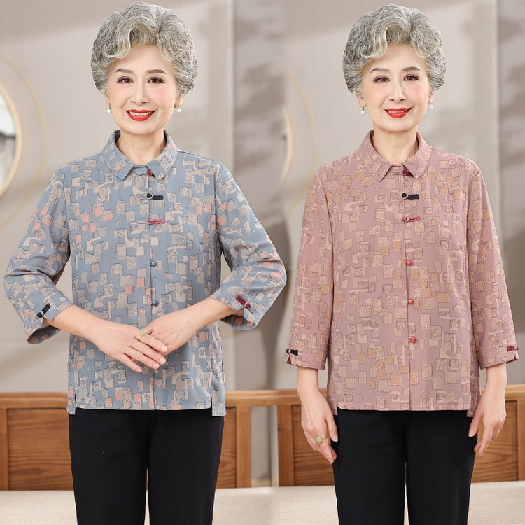 Bluza din chiffon cu mâneci lungi, stil bunică, inspirație chineză, poliester 90–95%, imprimare/vopsire, primăvara 2025