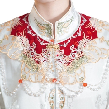 Σετ χάνφου με τοπ σε σχέδιο cloud-shoulder και φούστα με μοτίβο horse-face, για γάμο και αρραβώνα, φλανέλ ύφασμα, δύο στρώσεις πολυεστέρα 80–90%