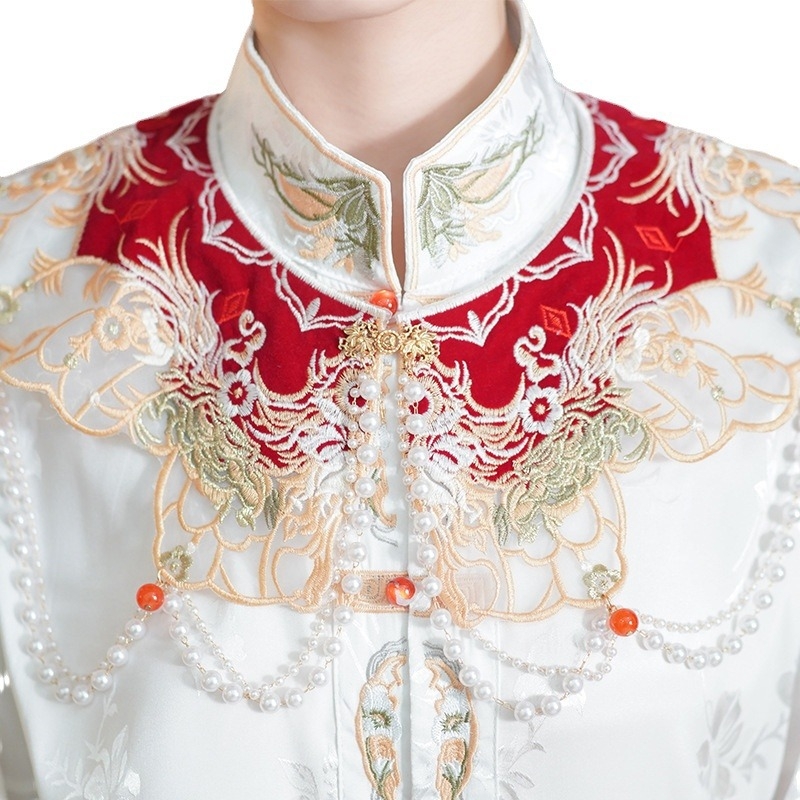 Σετ χάνφου με τοπ σε σχέδιο cloud-shoulder και φούστα με μοτίβο horse-face, για γάμο και αρραβώνα, φλανέλ ύφασμα, δύο στρώσεις πολυεστέρα 80–90%