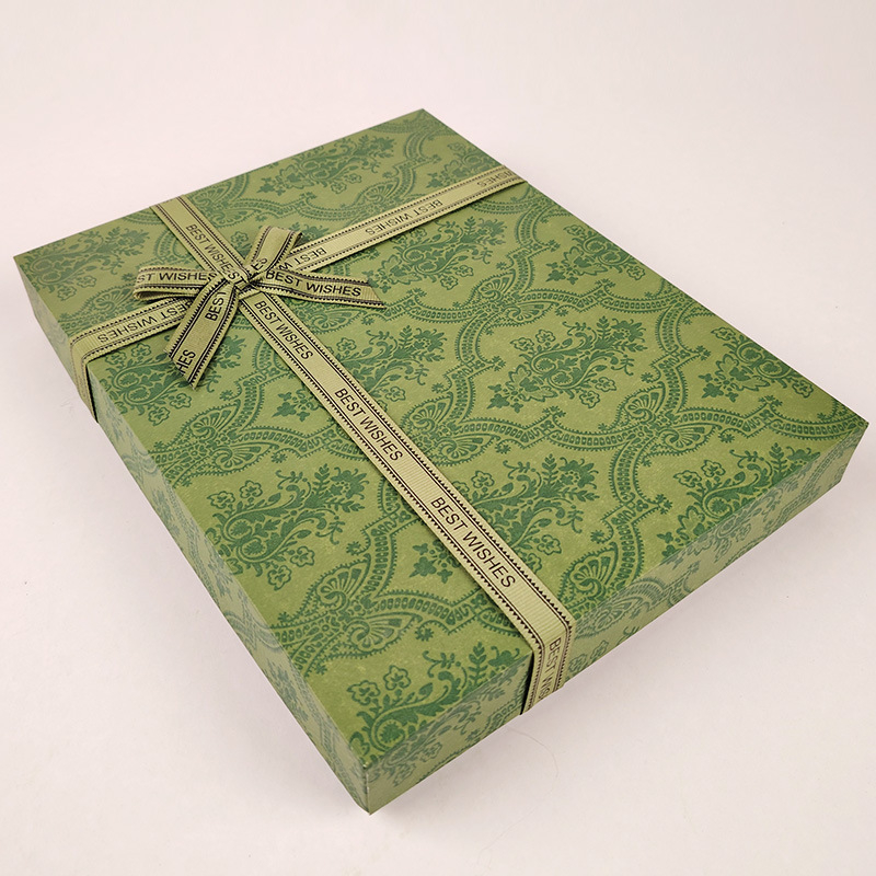 Dovanų dėžutė su raštuotu kaspinu, iš popieriaus, die-cut pjovimas, madingas ir paprastas stilius, pritaikoma pakuotė, kilmė Anhui