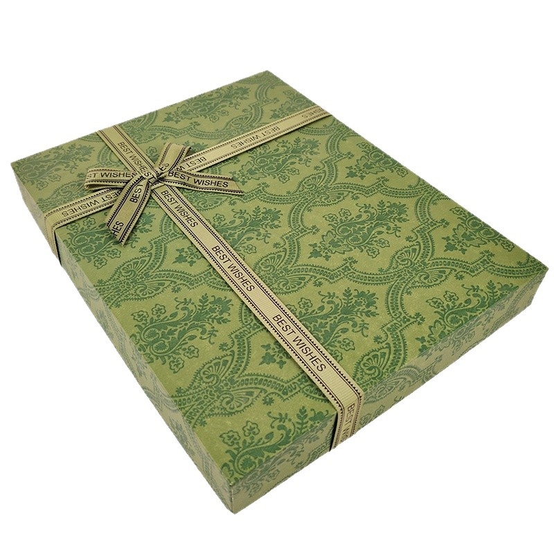 Dovanų dėžutė su raštuotu kaspinu, iš popieriaus, die-cut pjovimas, madingas ir paprastas stilius, pritaikoma pakuotė, kilmė Anhui