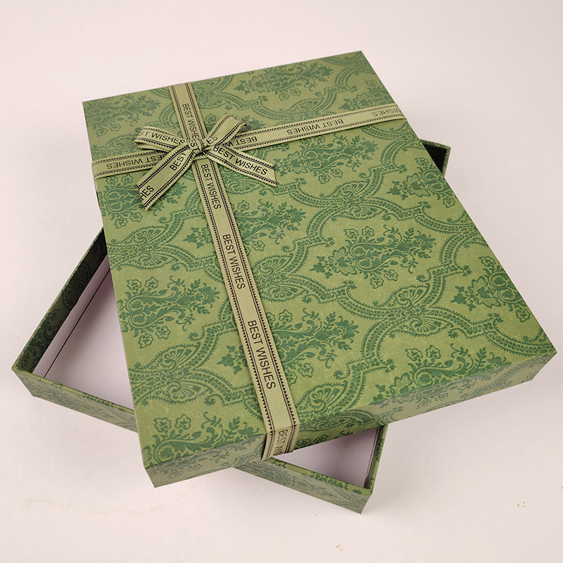 Dovanų dėžutė su raštuotu kaspinu, iš popieriaus, die-cut pjovimas, madingas ir paprastas stilius, pritaikoma pakuotė, kilmė Anhui