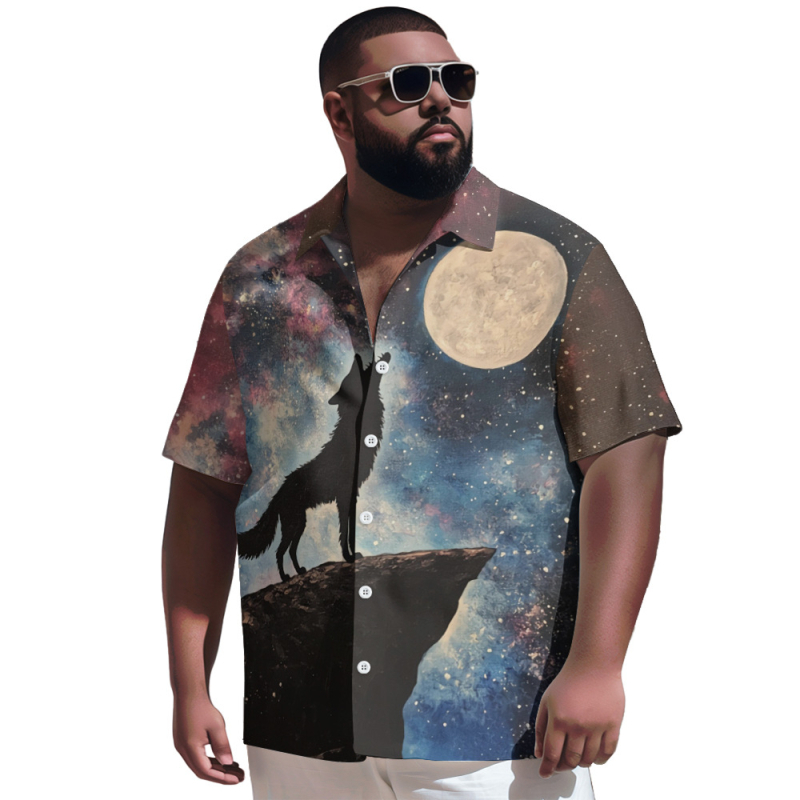 Férfi rövid ujjú ing, 3D nyomtatással, laza szabás, poliészter anyag, nyár, utazás