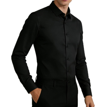 Cămașă pentru bărbați, croială slim, fibre de bambus, fără călcare, mâneci lungi, guler rever