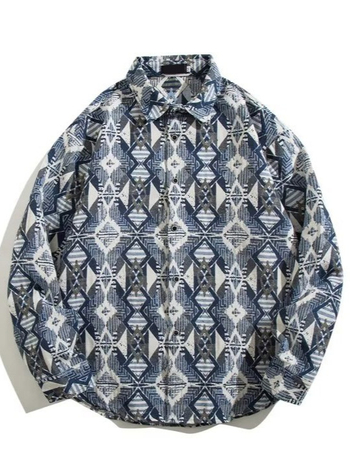 Košulja s florálnim printom, slobodan kroj, dugi rukavi, polyester smjesa