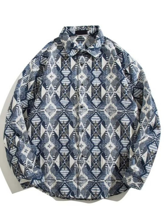Košulja s florálnim printom, slobodan kroj, dugi rukavi, polyester smjesa