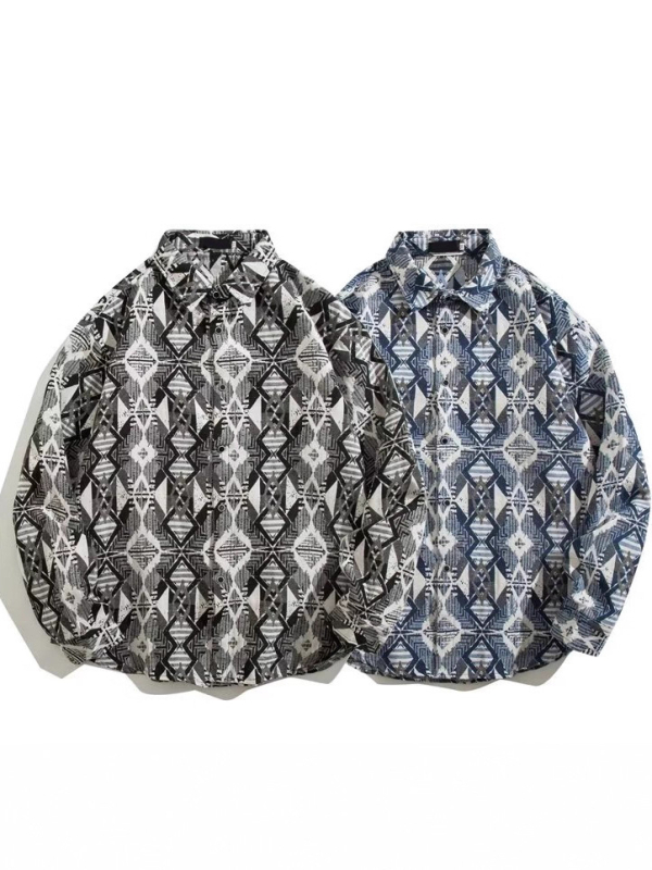 Košulja s florálnim printom, slobodan kroj, dugi rukavi, polyester smjesa