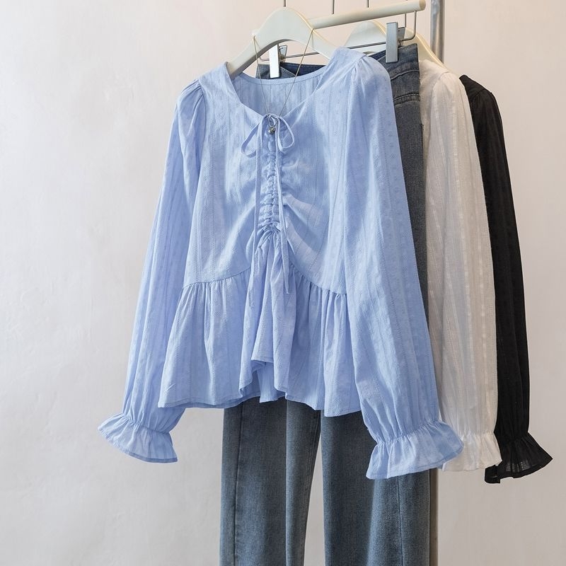 Ženski Chenille top s V-izrezom, ležernog kroja, dugi rukavi, rastezljiv materijal
