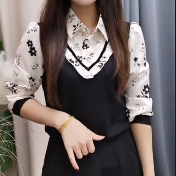 Top tricotat cu guler halter, mâneci Feifei, fibră acrilică, conținut principal 95%+