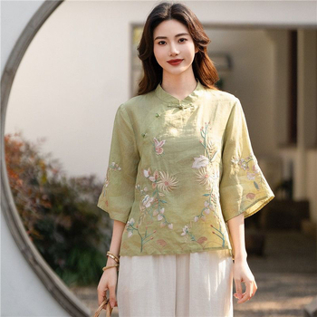 Chenille blúza s polo golierom, rukávy princezné, obsah Spandex pod 30%, jar 2025