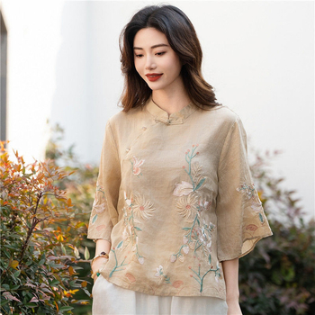 Chenille blúza s polo golierom, rukávy princezné, obsah Spandex pod 30%, jar 2025