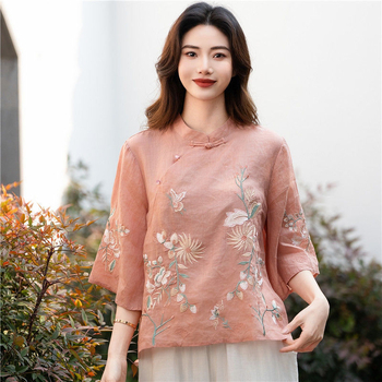 Chenille blúza s polo golierom, rukávy princezné, obsah Spandex pod 30%, jar 2025