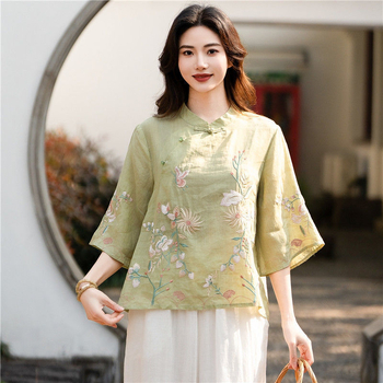 Chenille blúza s polo golierom, rukávy princezné, obsah Spandex pod 30%, jar 2025