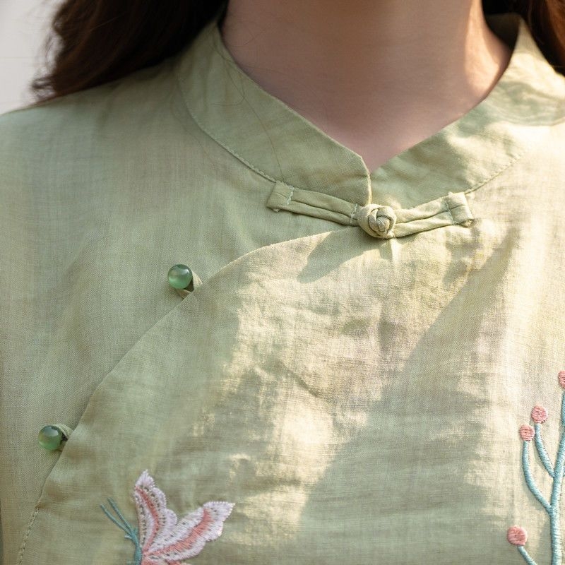 Chenille blúza s polo golierom, rukávy princezné, obsah Spandex pod 30%, jar 2025