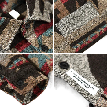 Košieľkové sako z hrubého vlneného materiálu, dlhé rukávy, štvorcový golier, voľný strih, jednobarevný, kapsy a gombíky, jesenné/zimné voľnočasové nosenie