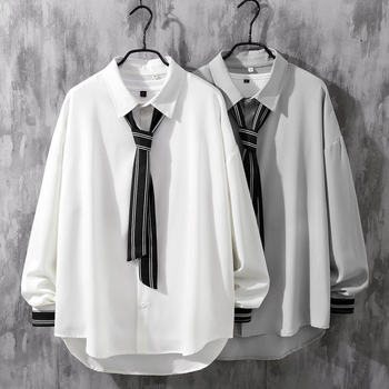 Pánska košeľa s dlhými rukávmi, voľný strih, Vinylon 70% látka, tenká, jeseň 2022