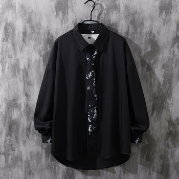 Pánska košeľa s dlhými rukávmi, voľný strih, Vinylon 70% látka, tenká, jeseň 2022