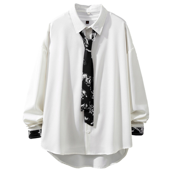 Pánska košeľa s dlhými rukávmi, voľný strih, Vinylon 70% látka, tenká, jeseň 2022