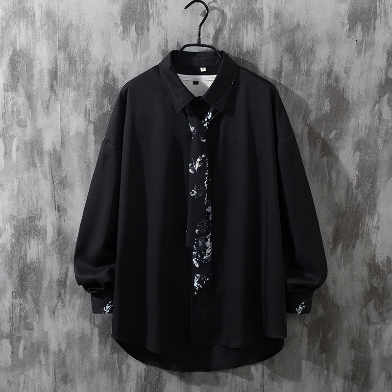 Pánska košeľa s dlhými rukávmi, voľný strih, Vinylon 70% látka, tenká, jeseň 2022