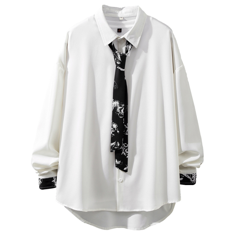 Pánska košeľa s dlhými rukávmi, voľný strih, Vinylon 70% látka, tenká, jeseň 2022