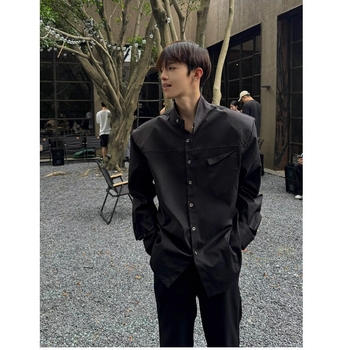 Košeľa, voľný strih, dlhý rukáv, golier s reverom, polyester