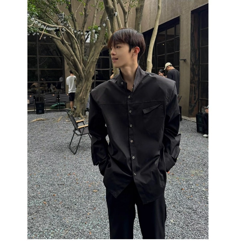 Košeľa, voľný strih, dlhý rukáv, golier s reverom, polyester