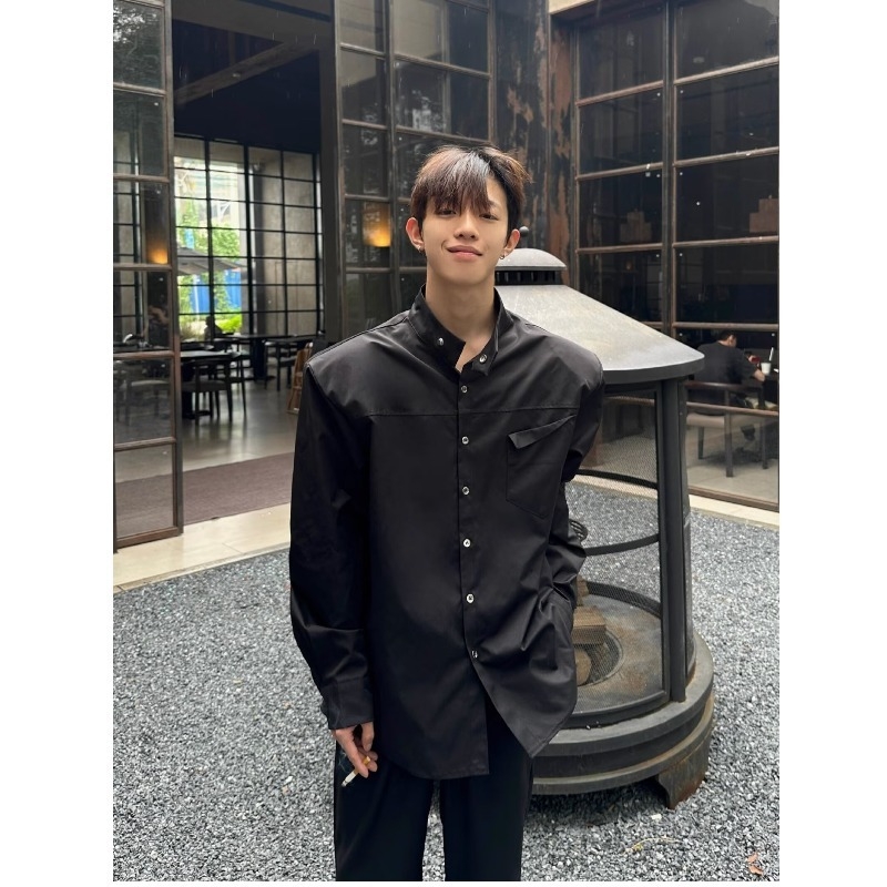 Košeľa, voľný strih, dlhý rukáv, golier s reverom, polyester