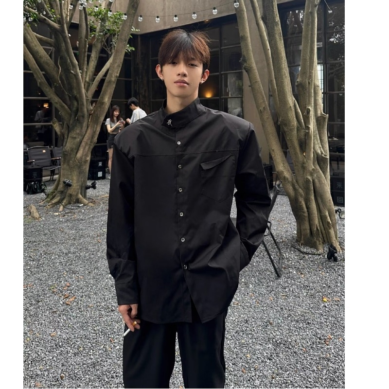 Košeľa, voľný strih, dlhý rukáv, golier s reverom, polyester