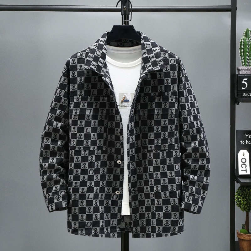 Denim dzseki, laza szabású, ingnyakú gallérrel, hosszú ujjú, egysoros gombolású, fedőzsebes zsebek