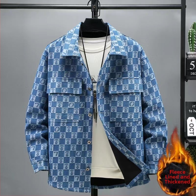 Denim dzseki, laza szabású, ingnyakú gallérrel, hosszú ujjú, egysoros gombolású, fedőzsebes zsebek