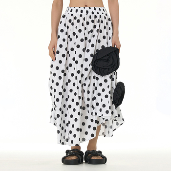 Fustă cu siluetă umbrelă, design colaj, țesătură din bumbac pentru cămașă, 95% bumbac, stil urban