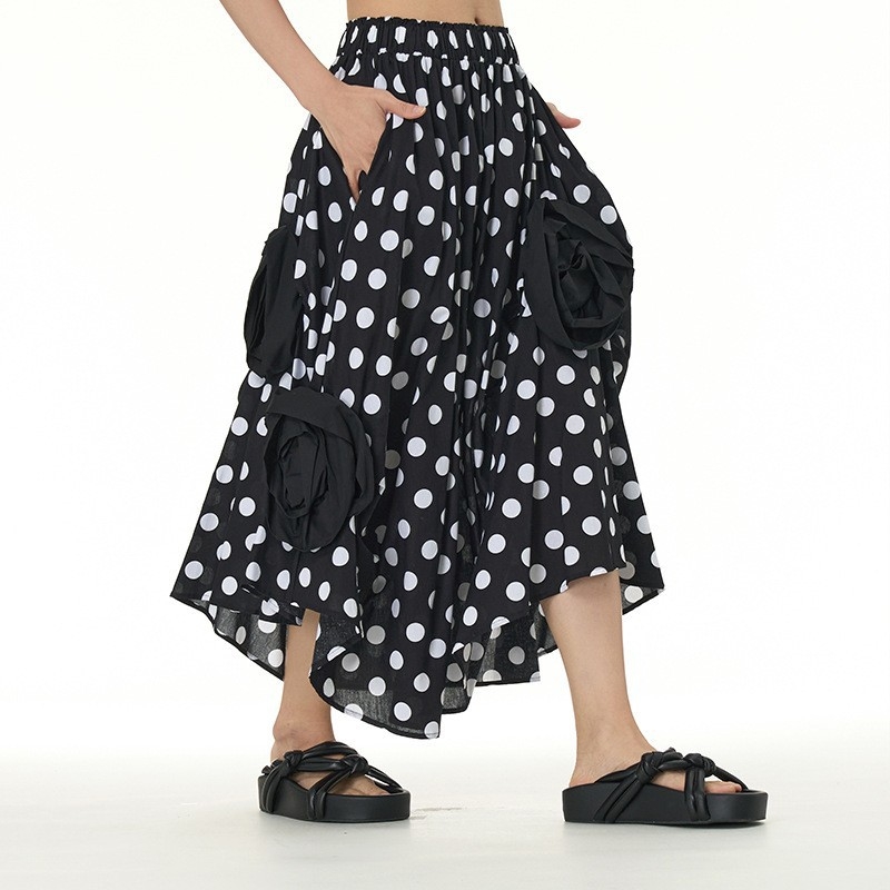 Fustă cu siluetă umbrelă, design colaj, țesătură din bumbac pentru cămașă, 95% bumbac, stil urban