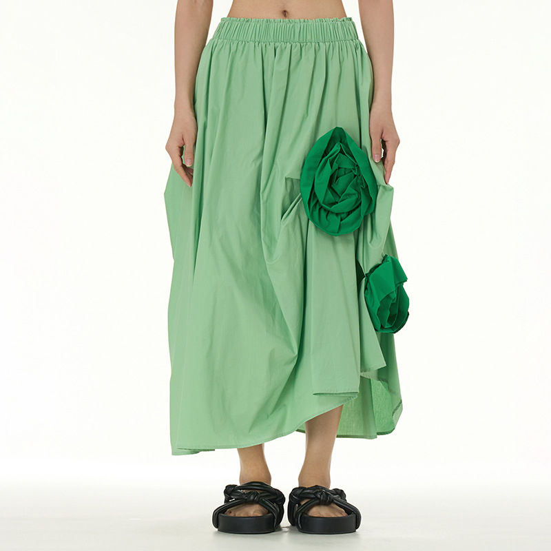 Fustă cu siluetă umbrelă, design colaj, țesătură din bumbac pentru cămașă, 95% bumbac, stil urban