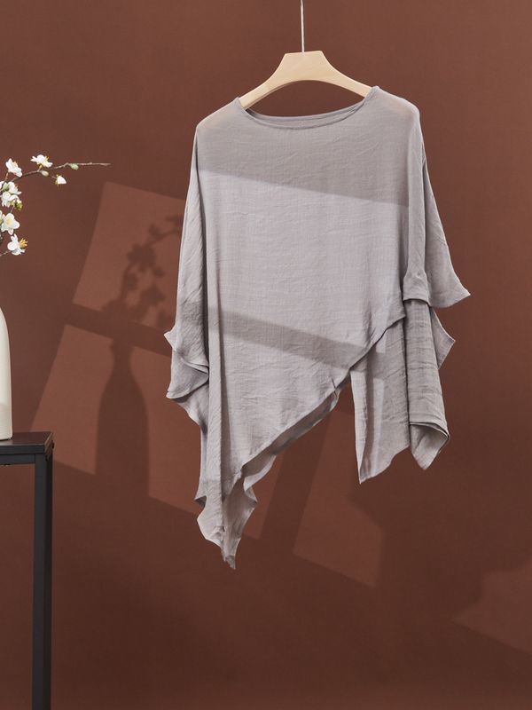 Bluza lejeră de protecție solară pentru femei, poliester, mâneci 3/4, lungime 50–65 cm, subțire, vară